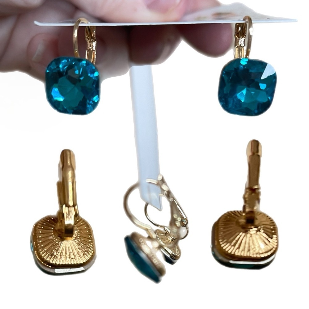 Gem Stone Dangle Lever Back Alloy Rose Gold/Gold NIB - Picture 7 of 13